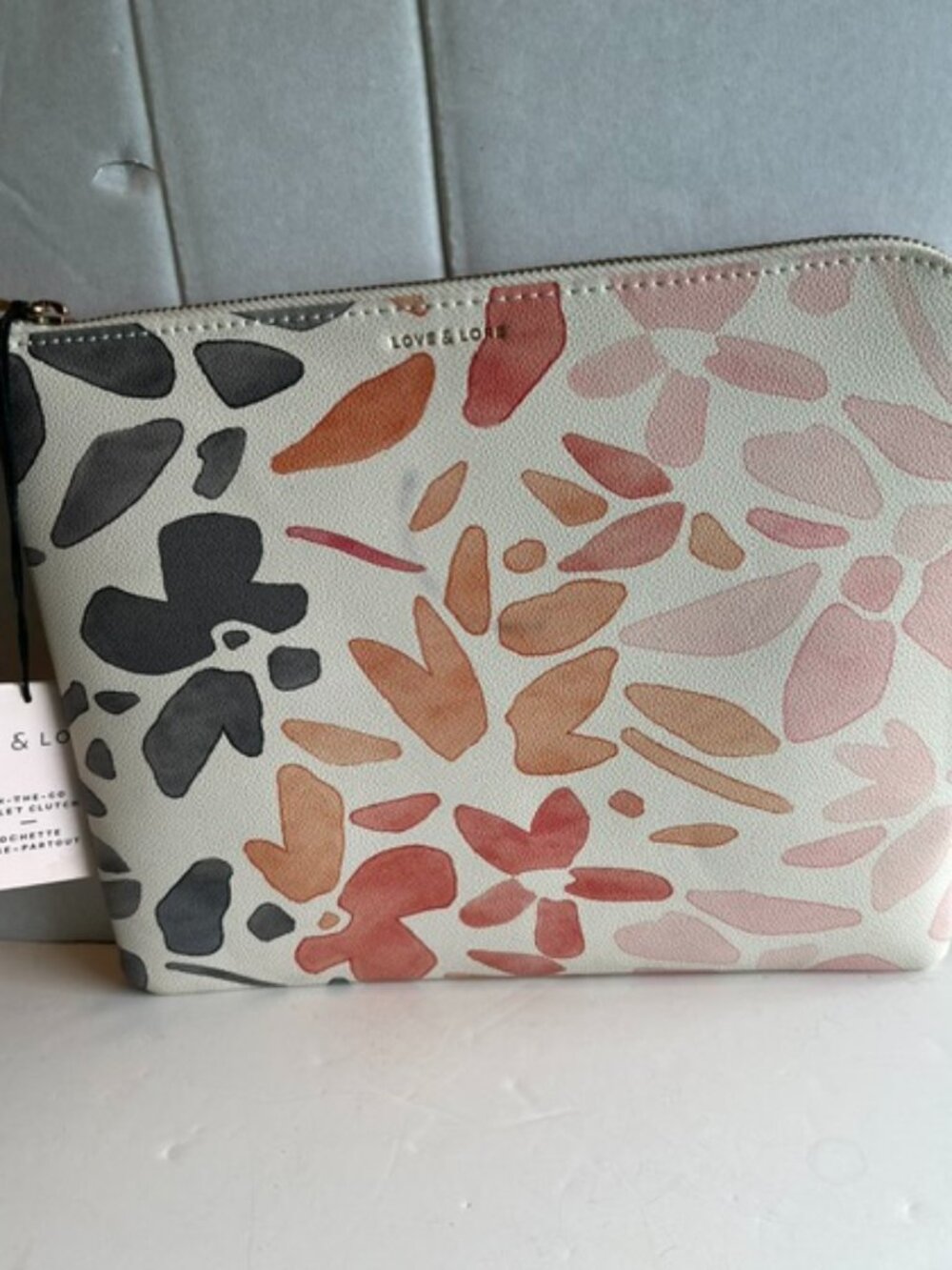 Love & Lore Pink Multi Floral Zip Pouch Clutch